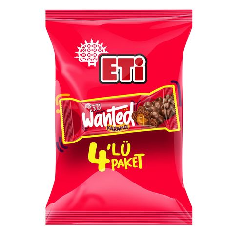 Eti Wanted Buğday Gevrekli Karamelli Bar 4'lü 128 Gr