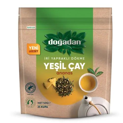 Doğadan İri Yapraklı Dökme Yeşil Çay Ananaslı 50 Gr