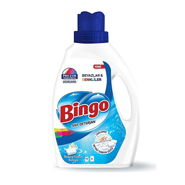 Bingo Sıvı Deterjan Renkliler Ve Beyazlar Beyaz Sabun 2.6 Lt