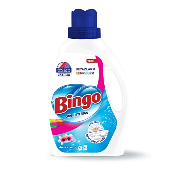 Bingo Sıvı Deterjan Renkliler Ve Beyazlar Amber Çiçeği 2.6 Lt