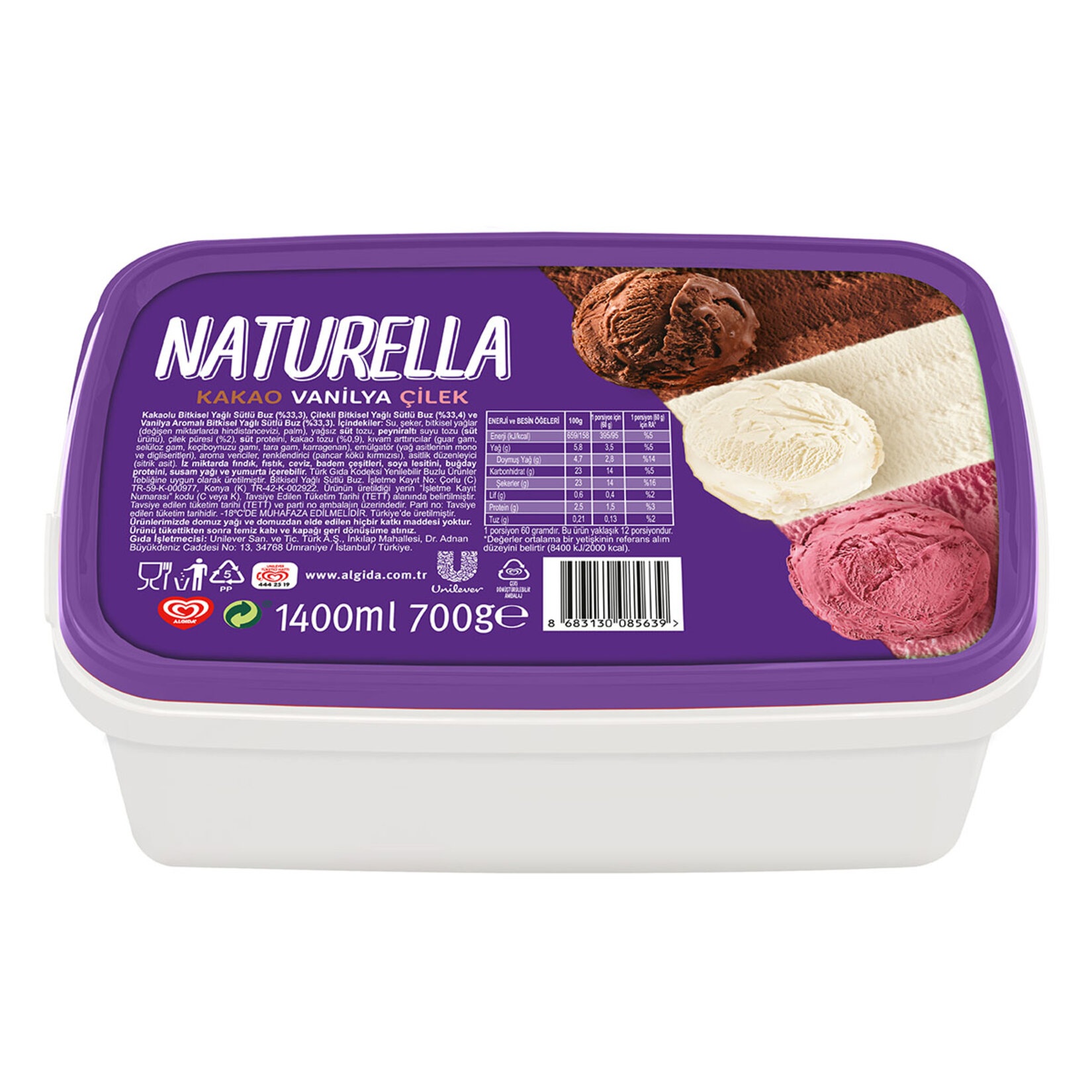 Naturella Kakao Çilek Vanilya 1.4 Lt