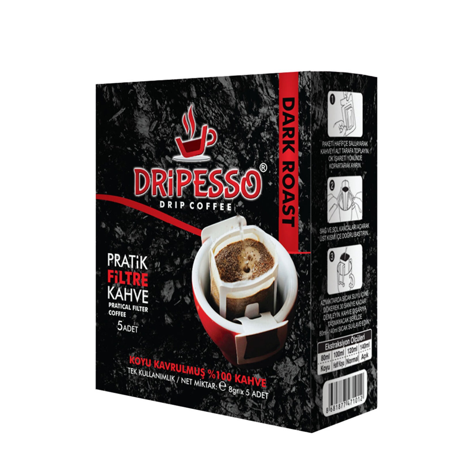 Dripesso Pratik Filtre Kahve 5'li 40 Gr