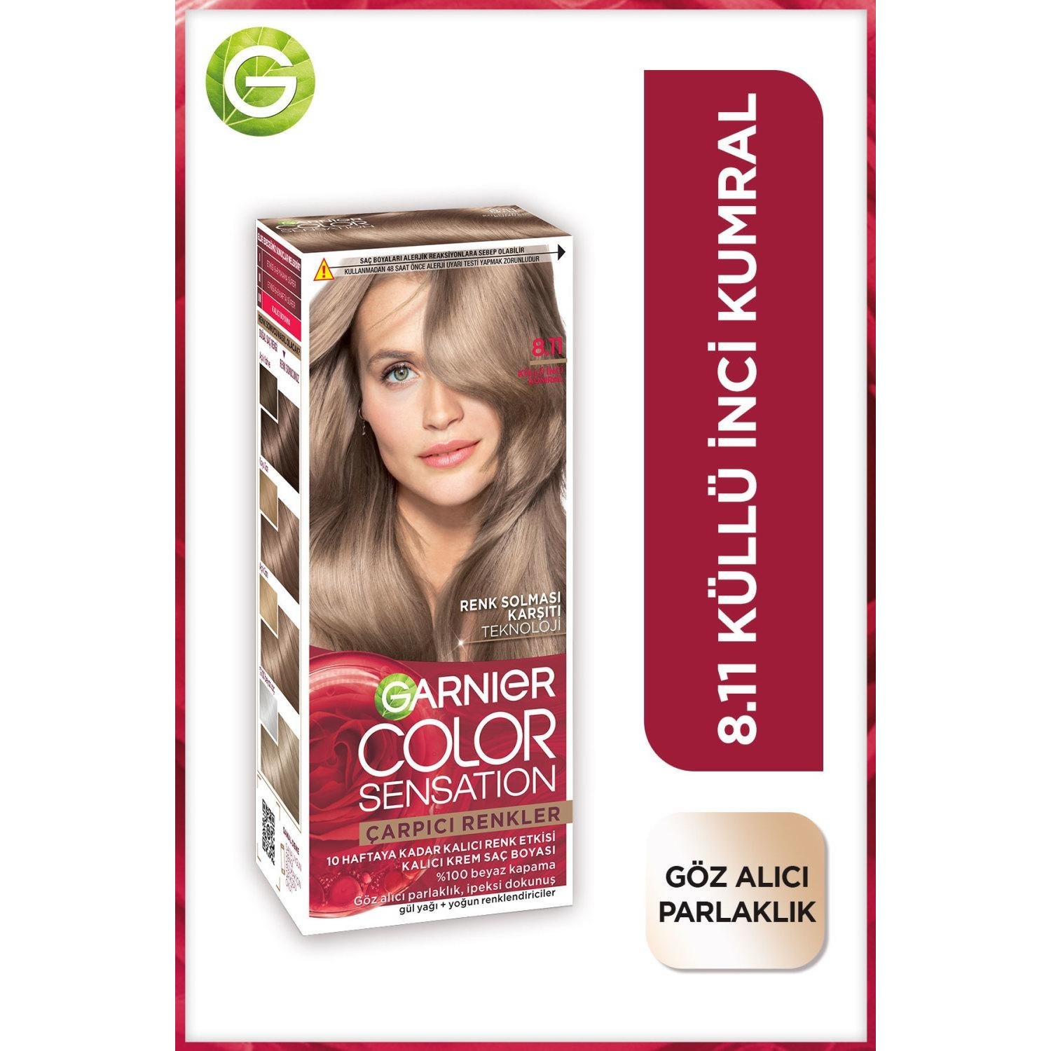 Garnier Çarpıcı Renkler Saç Boyası 8.11 Küllü İnci Kumral 1 Adet