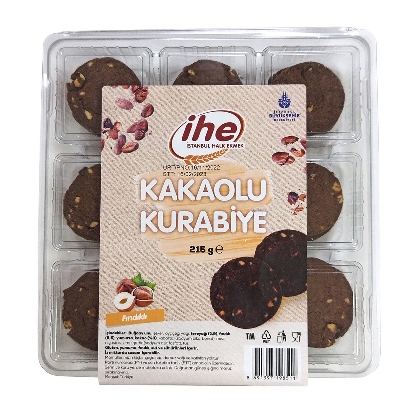 İhe Kakaolu Fındıklı Kurabiye 215 Gr