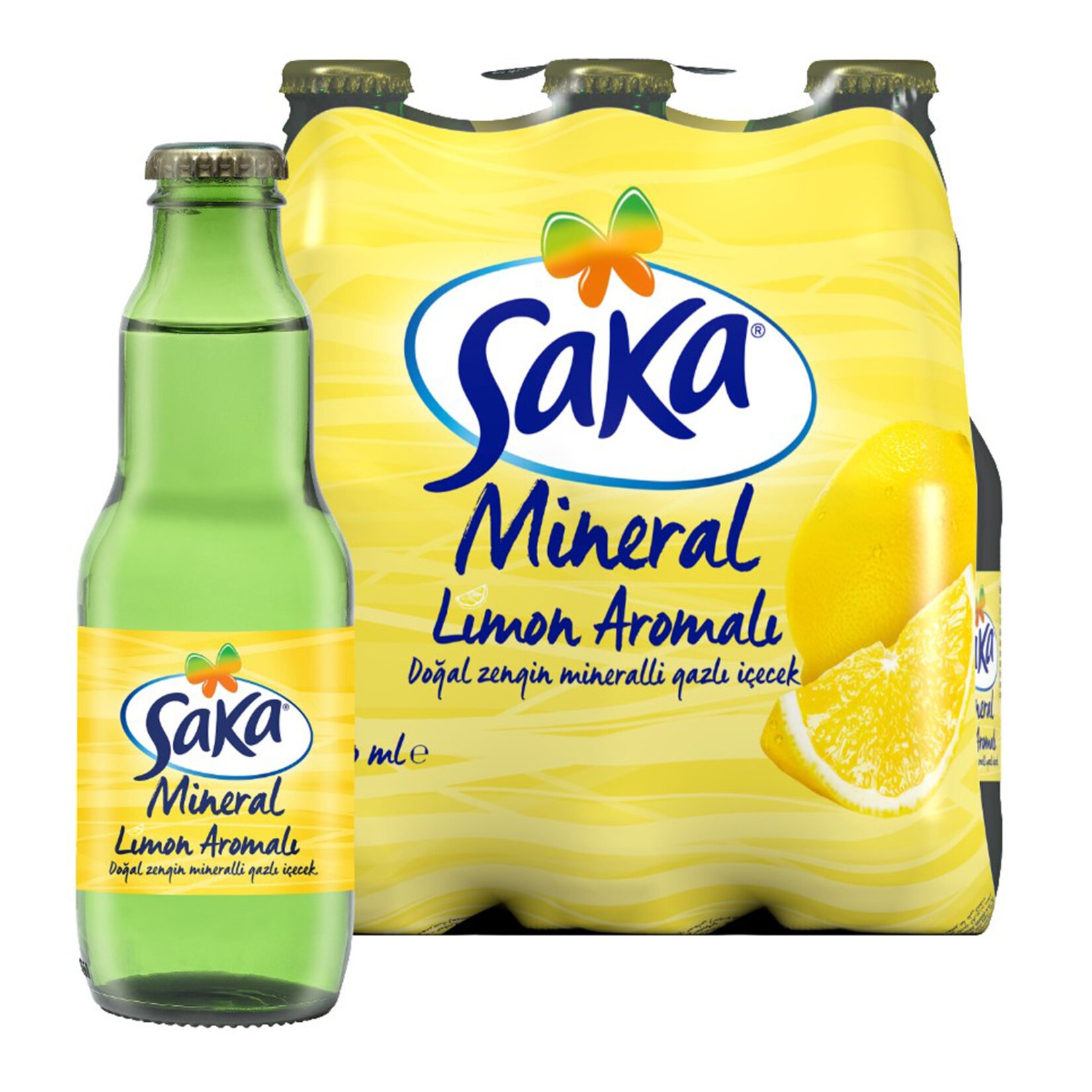 Saka Limon Aromalı Doğal Zengin Mineralli Gazlı İçecek 6x200 Ml