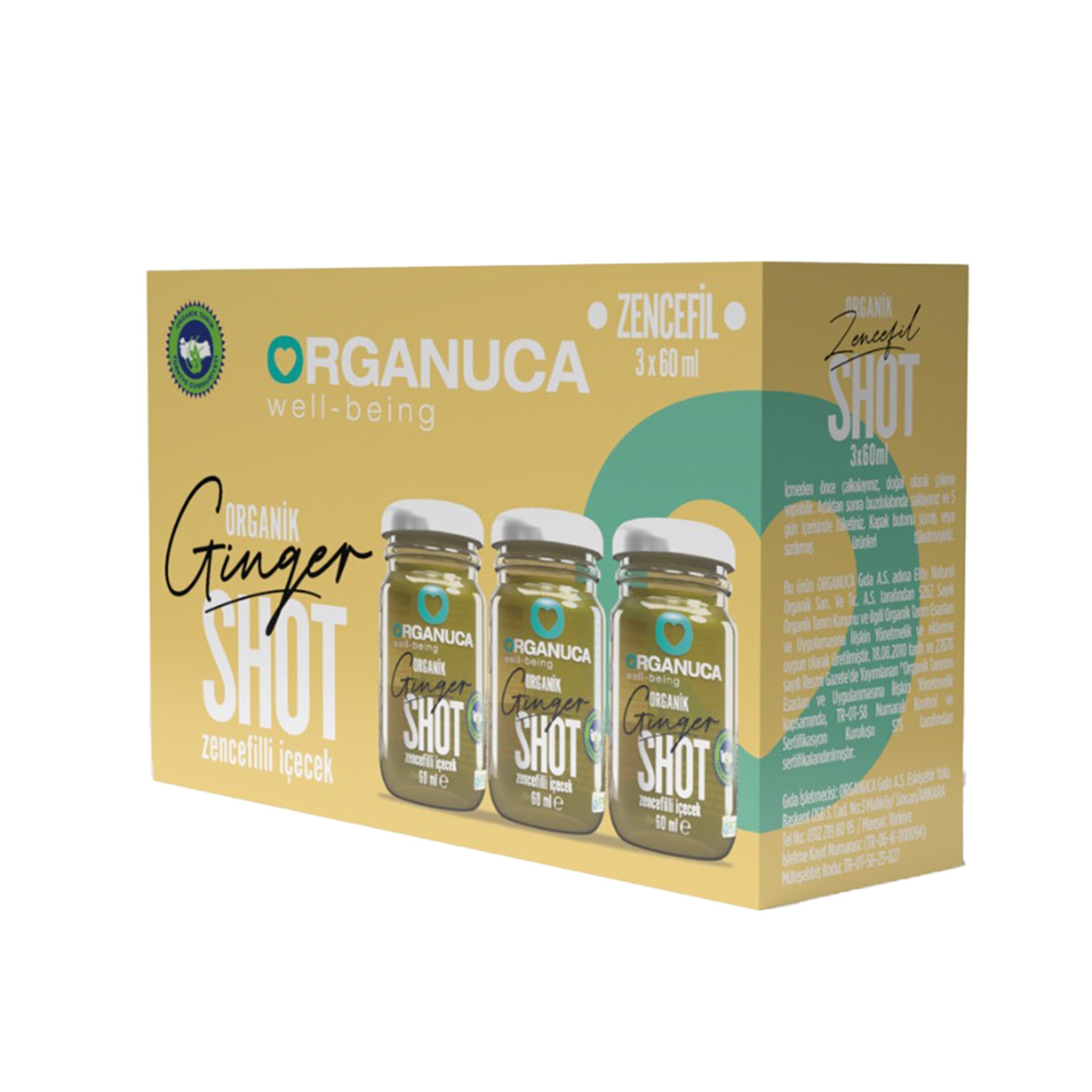 Organuca Zencefilli İçecek Ginger Shot 3x60 Ml
