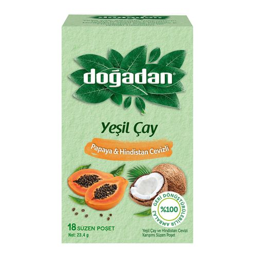 Doğadan Yeşil Çay Papaya Hindistan Cevizli 18'li 23 Gr