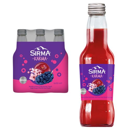 Sırma Karma Karadut/Kiraz Çiçeği Vişne Aromalı Maden Suyu 250 Ml