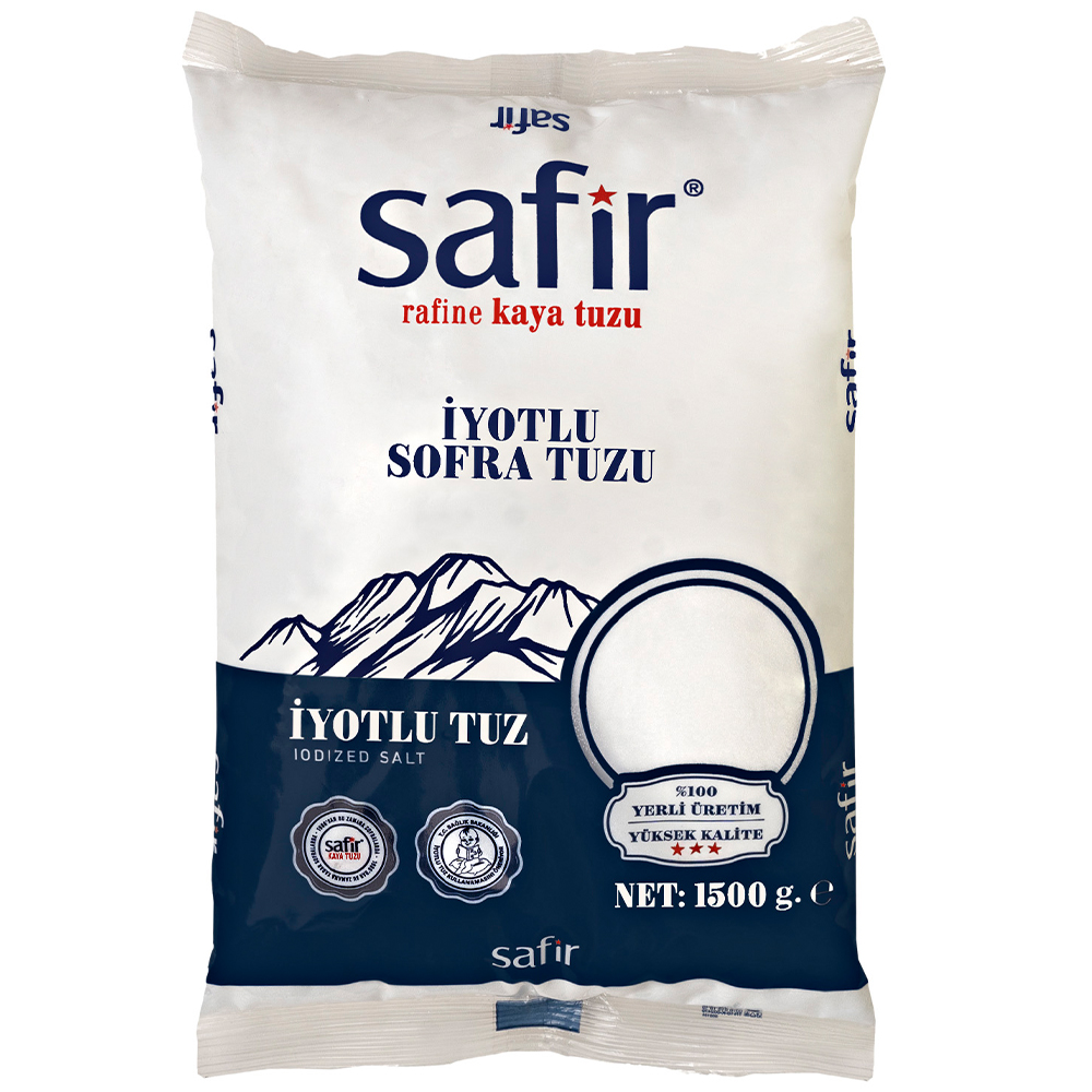 Safir İyotlu Poşet Tuz 1.5 Kg