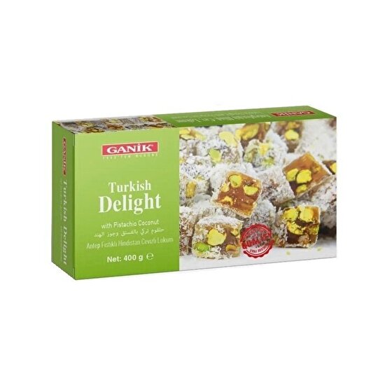 Ganik Çifte Kavrulmuş Antep Fıstıklı Hindistan Cevizli Lokum 400 g